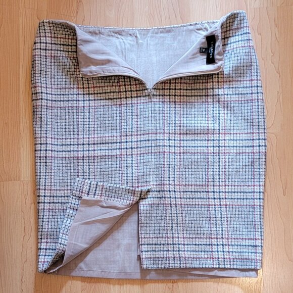 Talbots Tan Black Red Gold Plaid Wool Blend Pencil Skirt - 12P - Picture 4 of 6